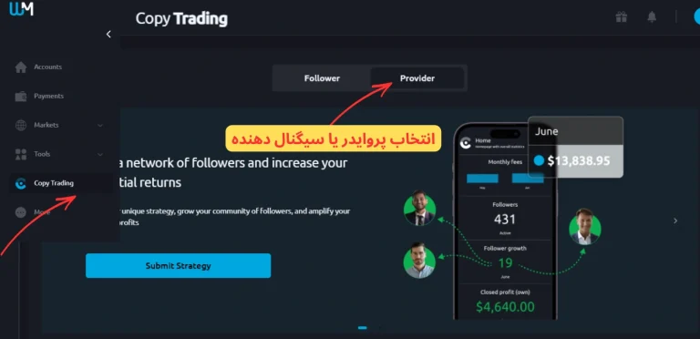 انتخاب کپی ترید در دبلیو ام مارکت